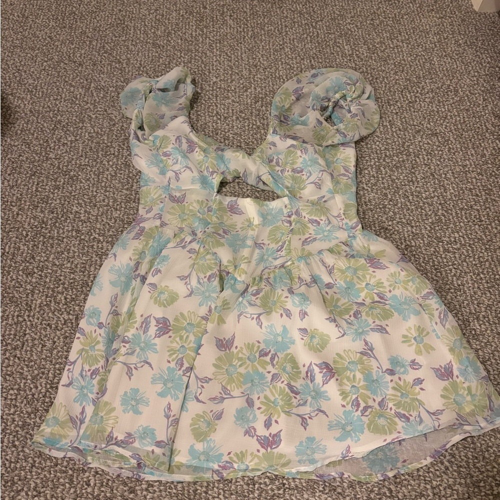 Sabo Skirt Floral Mini Dress in Blue and Purple